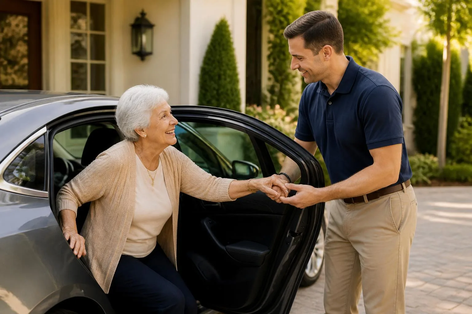 Senior receiving compassionate support